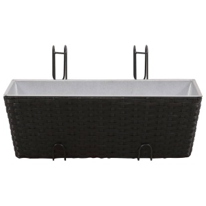 Jardinieră din ratan pentru balcon, 50 cm, 2 buc, Negru - Img 3
