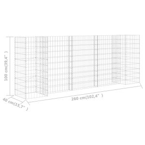 Jardinieră gabion in formă de H, 260 x 40 x 100 cm, sârmă oțel - Img 5