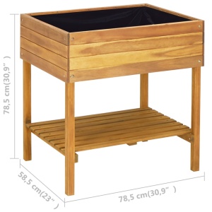 Jardinieră inaltă, 78,5 x 58,5 x 78,5 cm, lemn masiv de acacia - Img 6