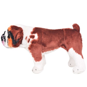 Jucărie de pluș buldog in picioare, alb și maro, XXL - Img 2