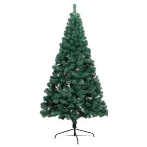 Jumătate pom Crăciun artificial cu suport, verde, 210 cm, PVC - Img 3