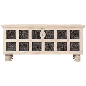 Ladă de depozitare, alb, 110x40x45 cm, lemn masiv de acacia - Img 4