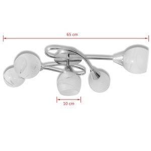 Lampă de plafon cu abajururi de sticlă pentru 5 becuri E14 - Img 6