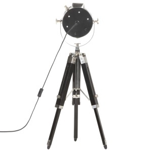 Lampă de podea cu trepied, 69 cm, negru, lemn masiv de mango - Img 5