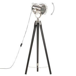 Lampă de podea trepied, negru, 97 cm, lemn masiv de mango - Img 3