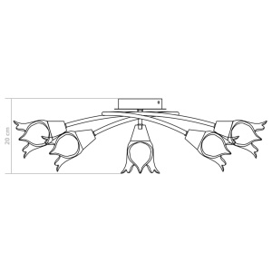 Lustră, abajururi din sticlă transparentă, 5 becuri E14, lalea - Img 9