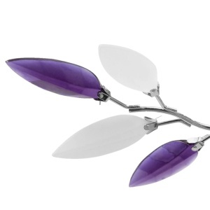 Lustră cristale acrilice formă de frunze albe și violet pt becuri E14 - Img 3