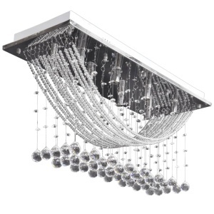 Lustră cu mărgele strălucitoare din sticlă, 8 x G9, 29 cm, alb - Img 2