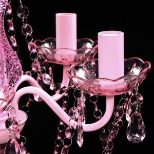 Lustră roz de cristal artificial cu 5 becuri - Img 6