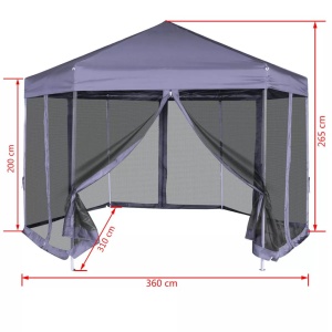 Marchiză hexagonală pliabilă 6 pereți albastru inchis 3,6x3,1 m - Img 11