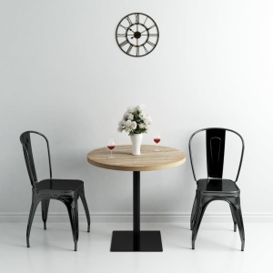Masă bistro, MDF și oțel, rotundă, 80x75 cm, culoare stejar - Img 2