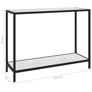 Masă consolă, alb, 100 x 35 x 75 cm, sticlă securizată - Img 5