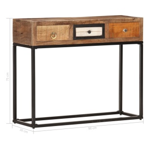 Masă consolă, auriu, 90 x 30 x 75 cm, lemn masiv reciclat - Img 5