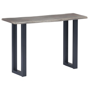 Masă consolă, gri, 115x35x76 cm, lemn masiv de acacia și fier - Img 11