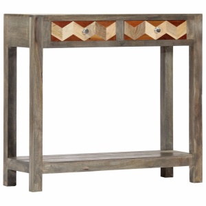 Masă consolă, gri, 86 x 30 x 76 cm, lemn masiv de mango - Img 12
