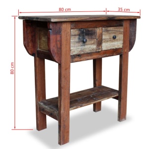 Masă consolă, lemn reciclat de esență tare, 80x35x80 cm - Img 5