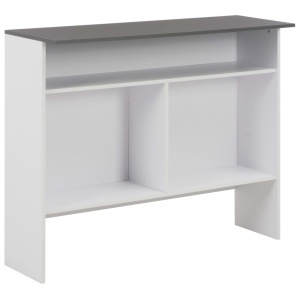 Masă de bar cu 2 blaturi, alb și gri, 130x40x120 cm - Img 7