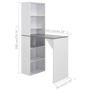 Masă de bar cu dulap, alb, 115 x 59 x 200 cm - Img 5
