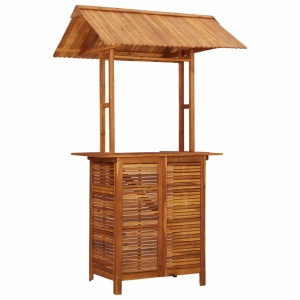 Masă de bar exterior cu acoperiș, 122x106x217 cm, lemn acacia - Img 2