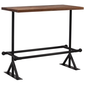 Masă de bar, lemn masiv reciclat, maro inchis, 120x60x107 cm - Img 7
