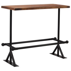Masă de bar, lemn masiv reciclat, maro inchis, 120x60x107 cm - Img 10