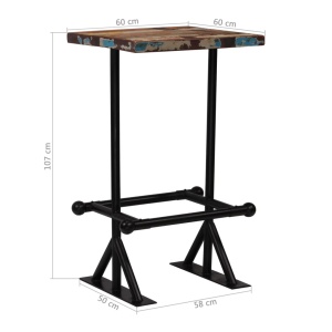 Masă de bar, lemn masiv reciclat, multicolor, 60 x 60 x 107 cm - Img 11