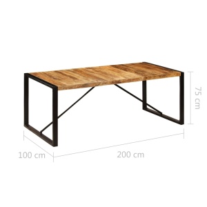 Masă de bucătărie, 200 x 100 x 75 cm, lemn masiv de mango - Img 5