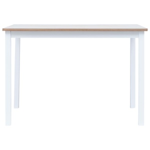 Masă de bucătărie alb și maro 114x71x75 cm lemn masiv de hevea - Img 2