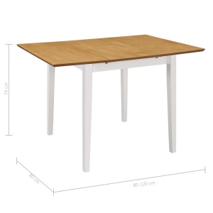 Masă de bucătărie extensibilă, alb, (80-120)x80x74 cm, MDF - Img 5