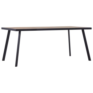 Masă de bucătărie, lemn deschis &amp; negru, 200 x 100 x 75 cm, MDF