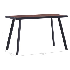 Masă de bucătărie, lemn inchis &amp; negru, 120 x 60 x 75 cm, MDF - Img 5