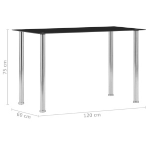 Masă de bucătărie, negru, 120 x 60 x 75 cm, sticlă securizată - Img 5