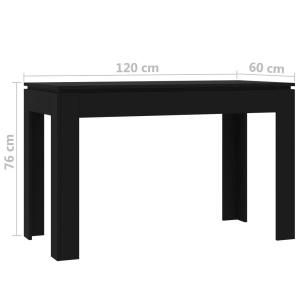 Masă de bucătărie, negru, 120 x 60 x 76 cm, PAL - Img 5