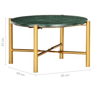 Masă de cafea verde 60x60x35 cm piatră naturală aspect marmură - Img 5