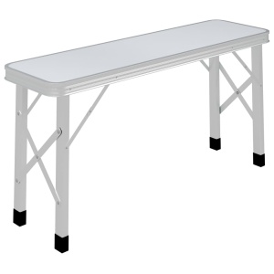 Masă de camping pliabilă cu 2 bănci, alb, aluminiu - Img 3