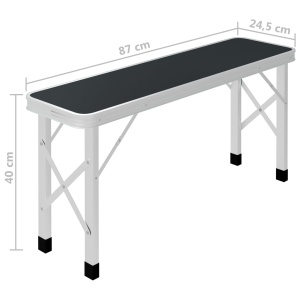 Masă de camping pliabilă cu 2 bănci, gri, aluminiu - Img 7