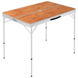 Masă de camping pliabilă cu 2 bănci, maro, aluminiu - Img 2