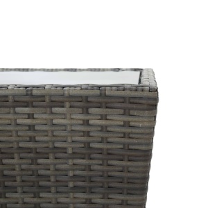 Masă de ceai gri 41,5x41,5x43 cm poliratan sticlă securizată - Img 6
