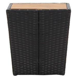 Masă de ceai negru 41,5x41,5x43 cm poliratan lemn masiv acacia - Img 4