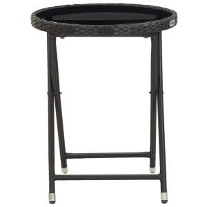 Masă de ceai negru 60 cm poliratan sticlă securizată - Img 2
