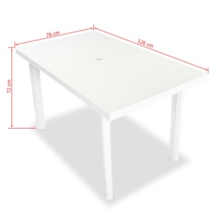 Masă de grădină, alb, 126 x 76 x 72 cm, plastic - Img 5
