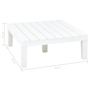 Masă de grădină, alb, 78 x 78 x 31 cm, plastic - Img 5