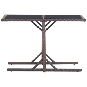 Masă de grădină, maro, 110 x 53 x 72 cm, sticlă și poliratan - Img 2