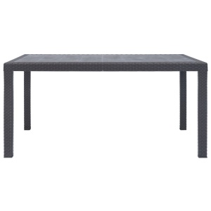 Masă de grădină, maro, 150x90x72 cm, plastic, aspect ratan - Img 3