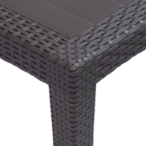 Masă de grădină, maro, 79x79x72 cm, plastic, aspect ratan - Img 4