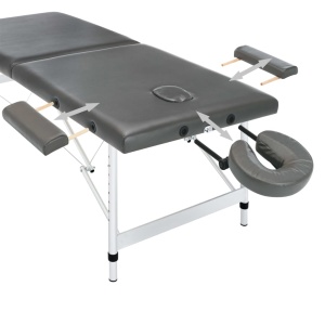 Masă de masaj cu 2 zone, cadru aluminiu, antracit, 186 x 68 cm - Img 6