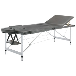 Masă de masaj cu 3 zone, cadru aluminiu, antracit, 186 x 68 cm - Img 2