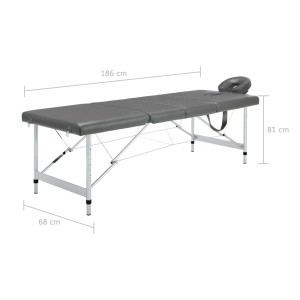 Masă de masaj cu 4 zone, cadru aluminiu, antracit, 186 x 68 cm - Img 11