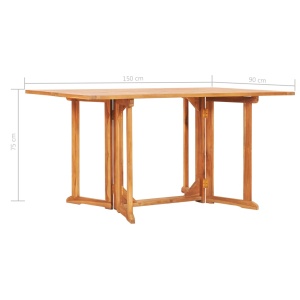 Masă grădină pliabilă, fluture, 150x90x75 cm, lemn masiv de tec - Img 6