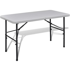 Masă grădină pliabilă HDPE 122 cm Alb